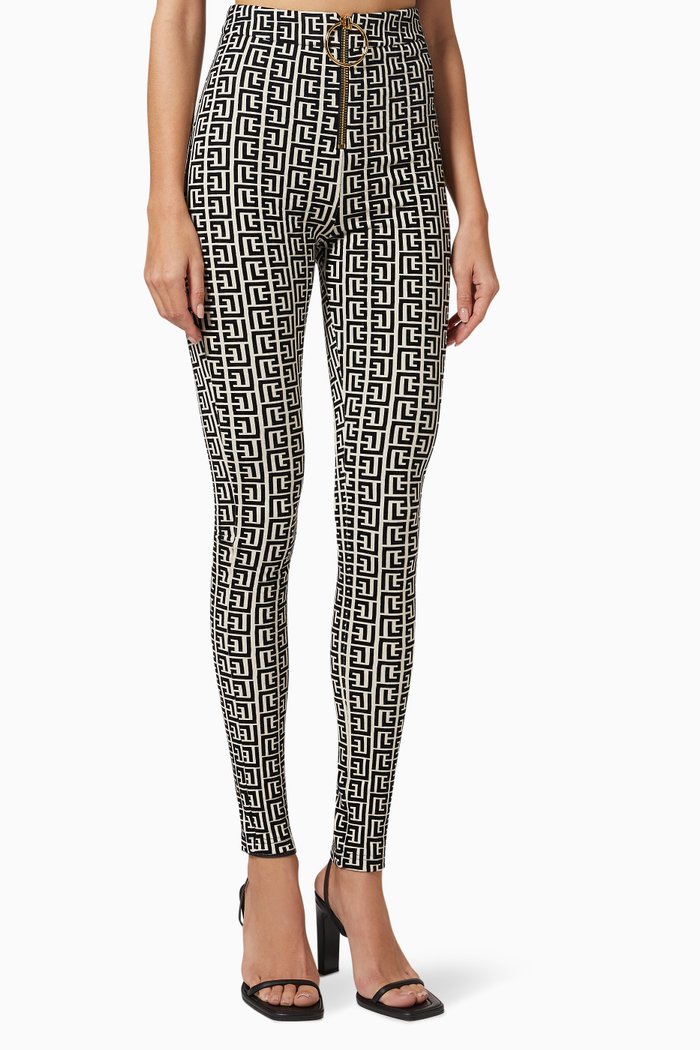 

Leggings in Velvet Monogram Jacquard, White