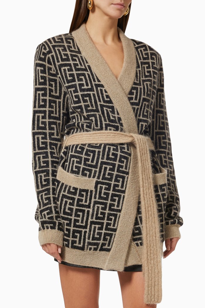 

Cardigan in Monogram Knit, White