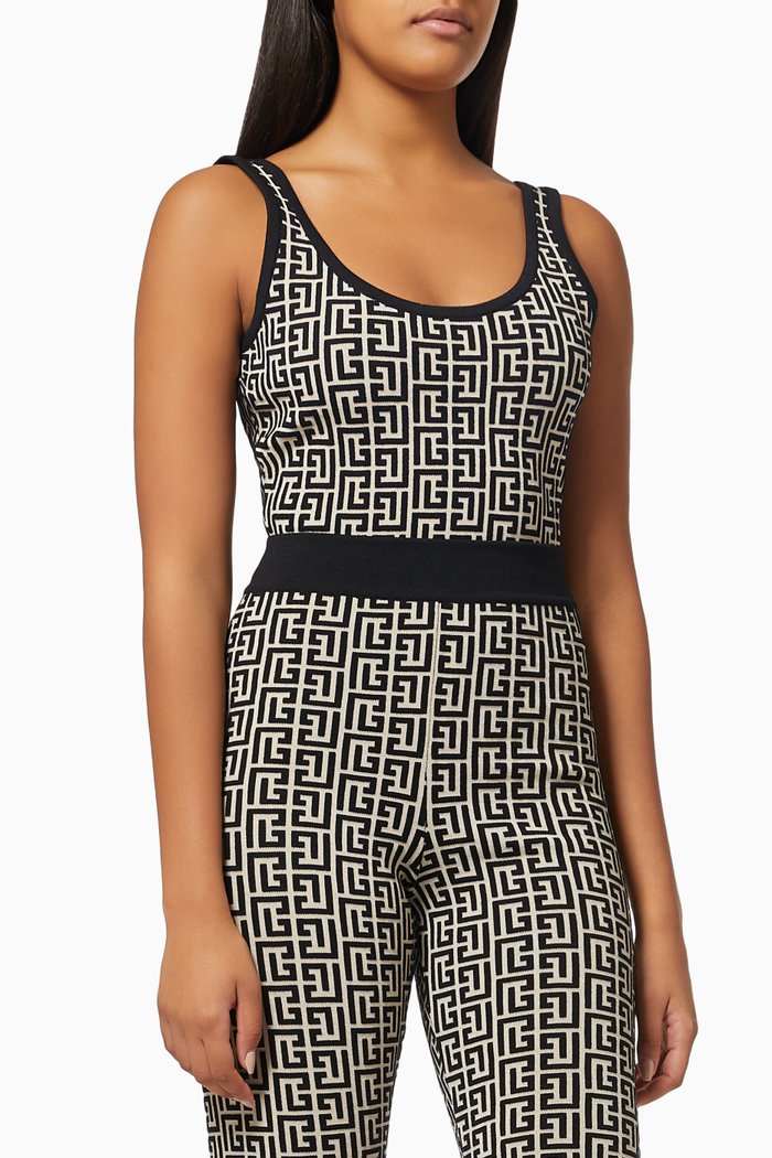 

Bodysuit in Monogram Jacquard, White