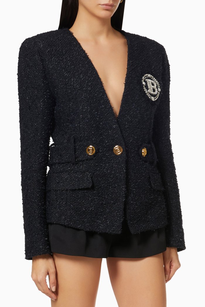 

Crystal Logo Jacket in Tweed, Black