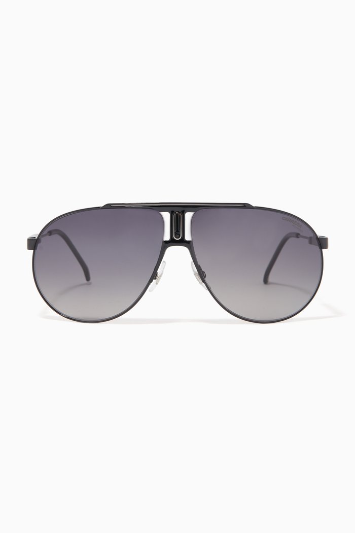 

Panamerika65 Aviator Sunglasses in Stainless Steel, Black