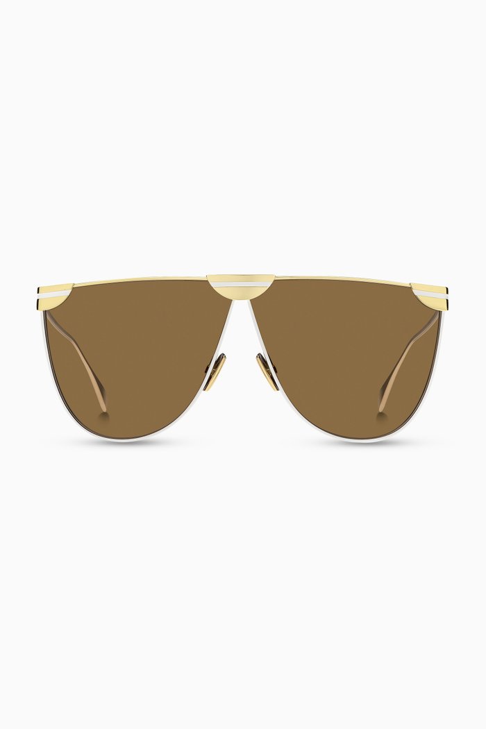 

D-Frame Sunglasses in Metal, Brown
