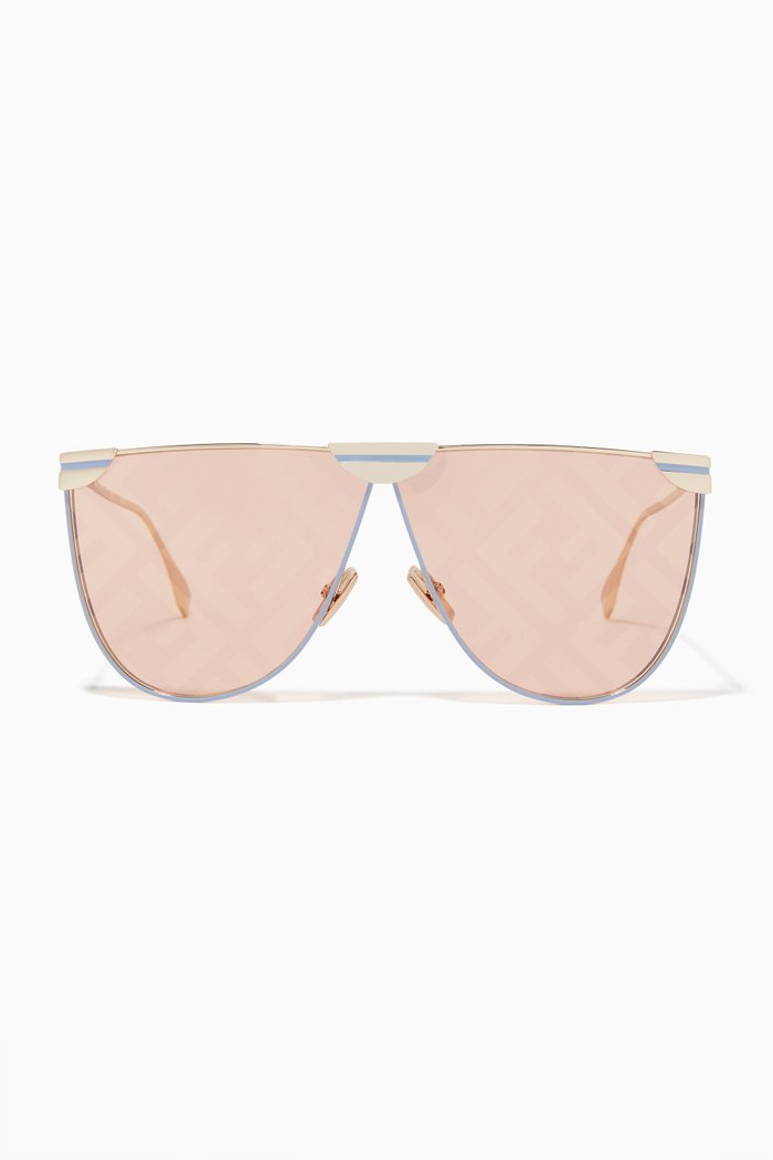D-Frame Sunglasses in Metal, Gold