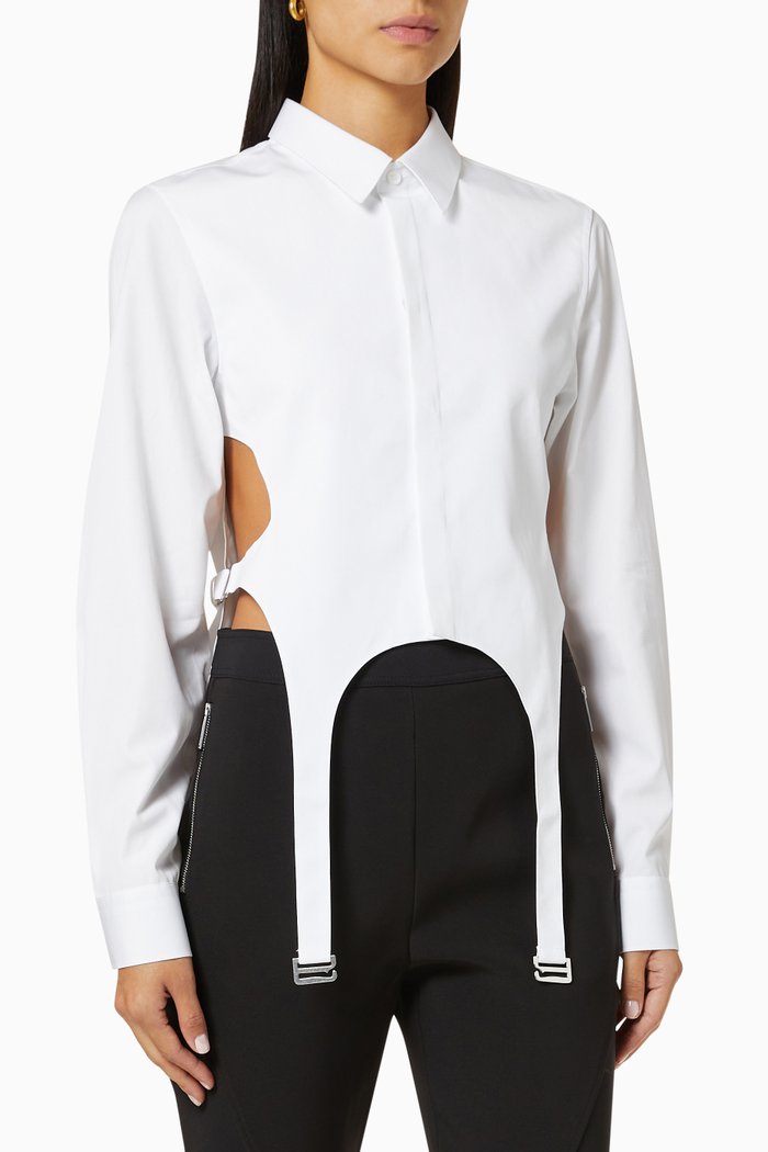

Garter Bib Shirt in Cotton, White