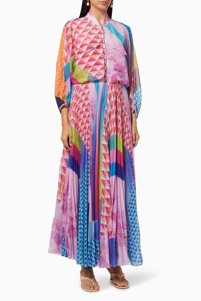 

Kaleido Radially Pleated Dress, Multicolour