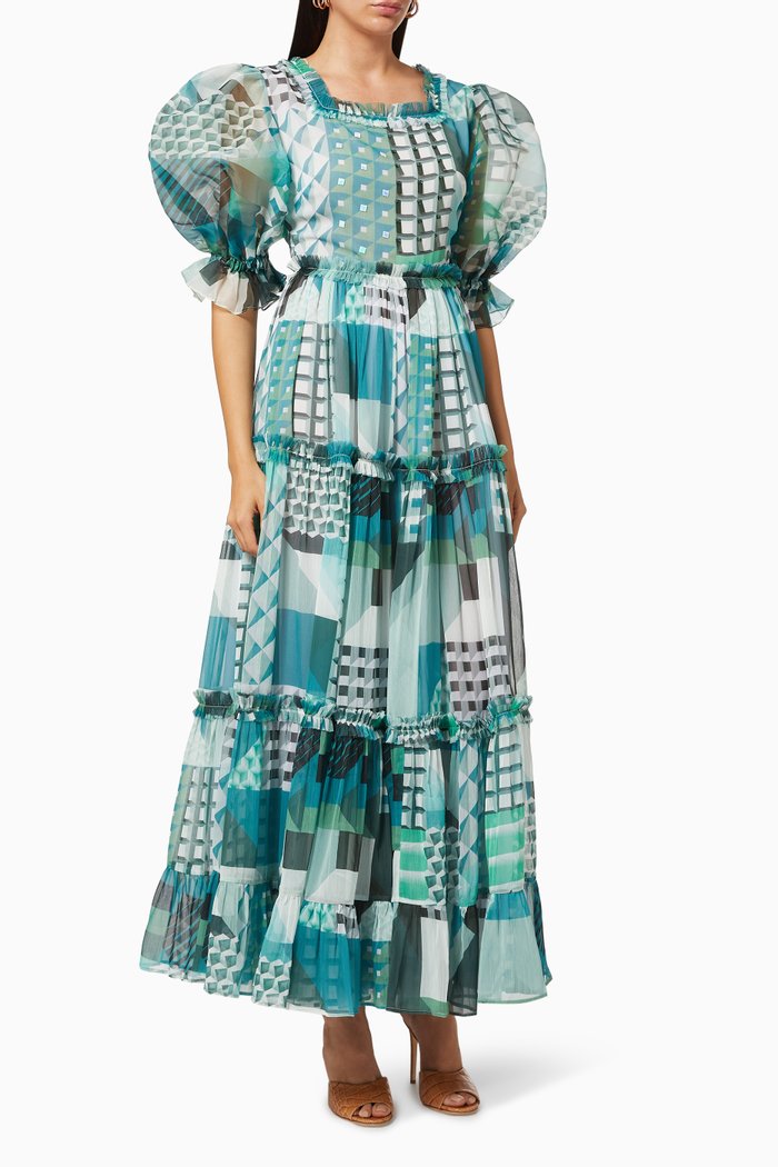 

Emera Ruffle Tier Maxi Dress, Green