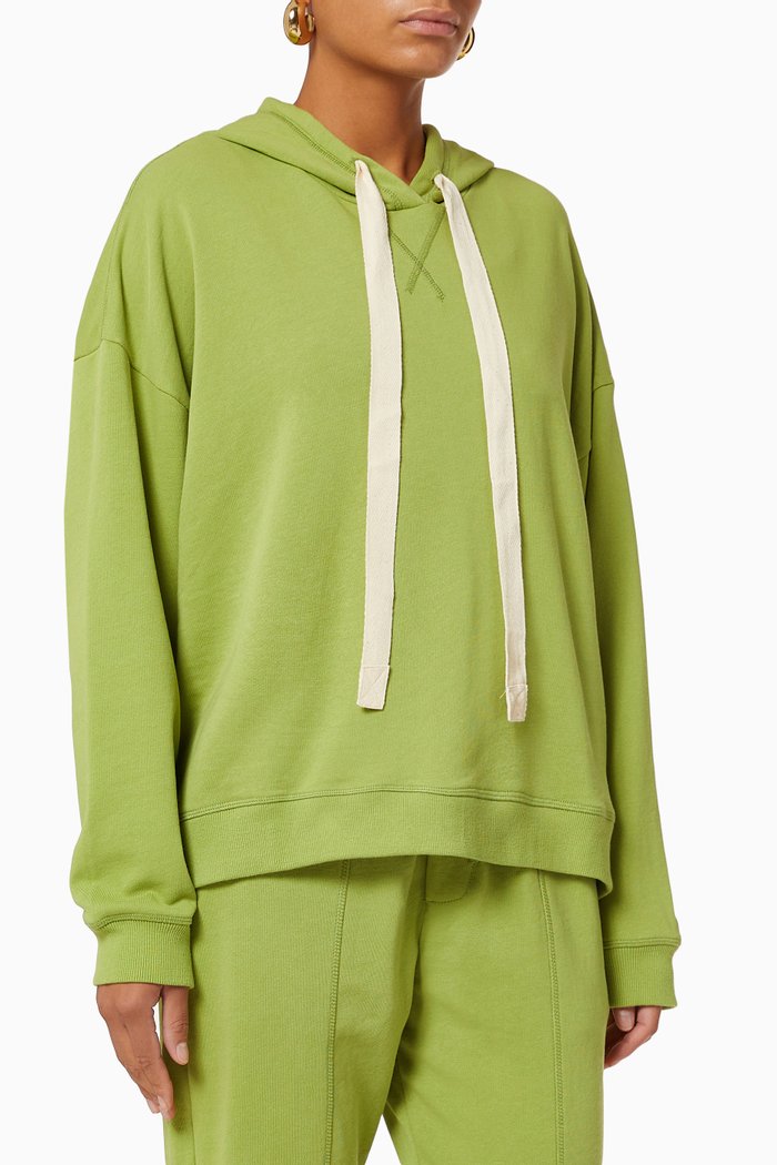 

Vince Cropped Hoodie in Organic Fleece, Green