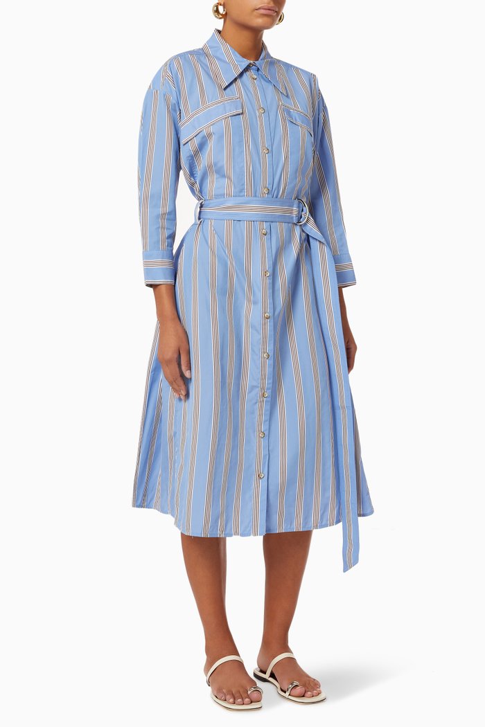 

Boston Belted Shirtdress in Cotton, Blue