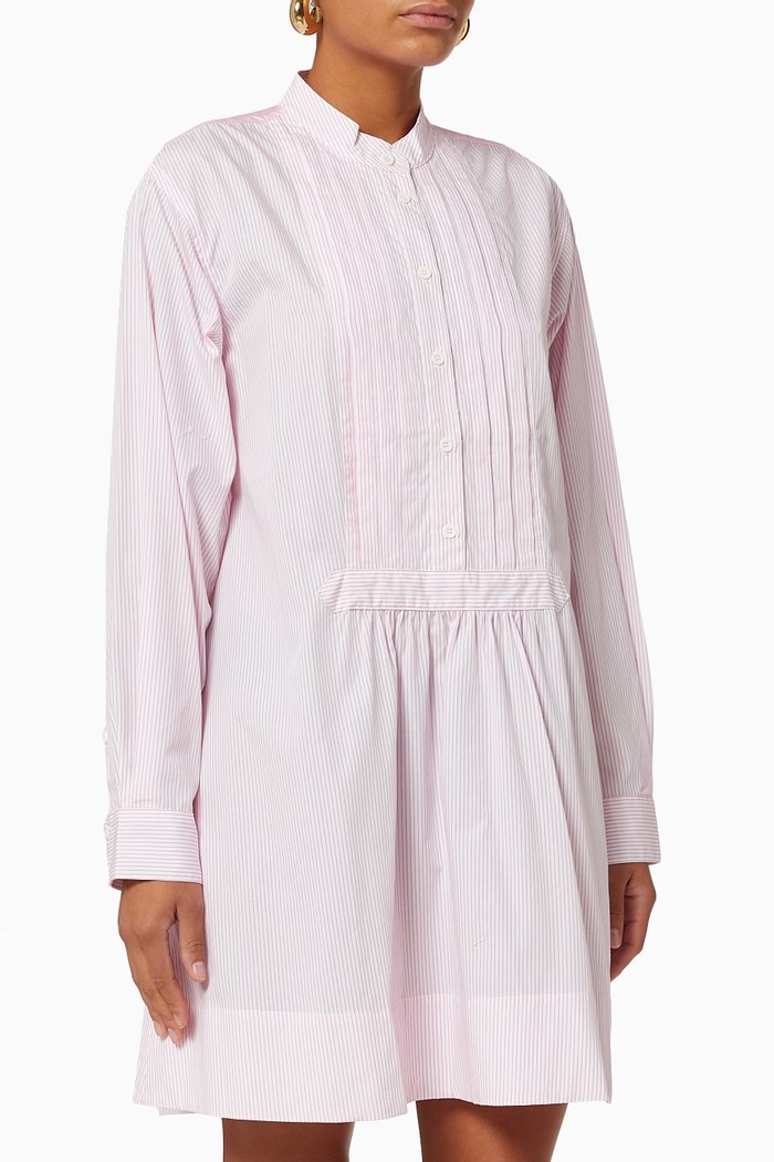 

Candy Bib Front Tunic Dress in Cotton, Pink