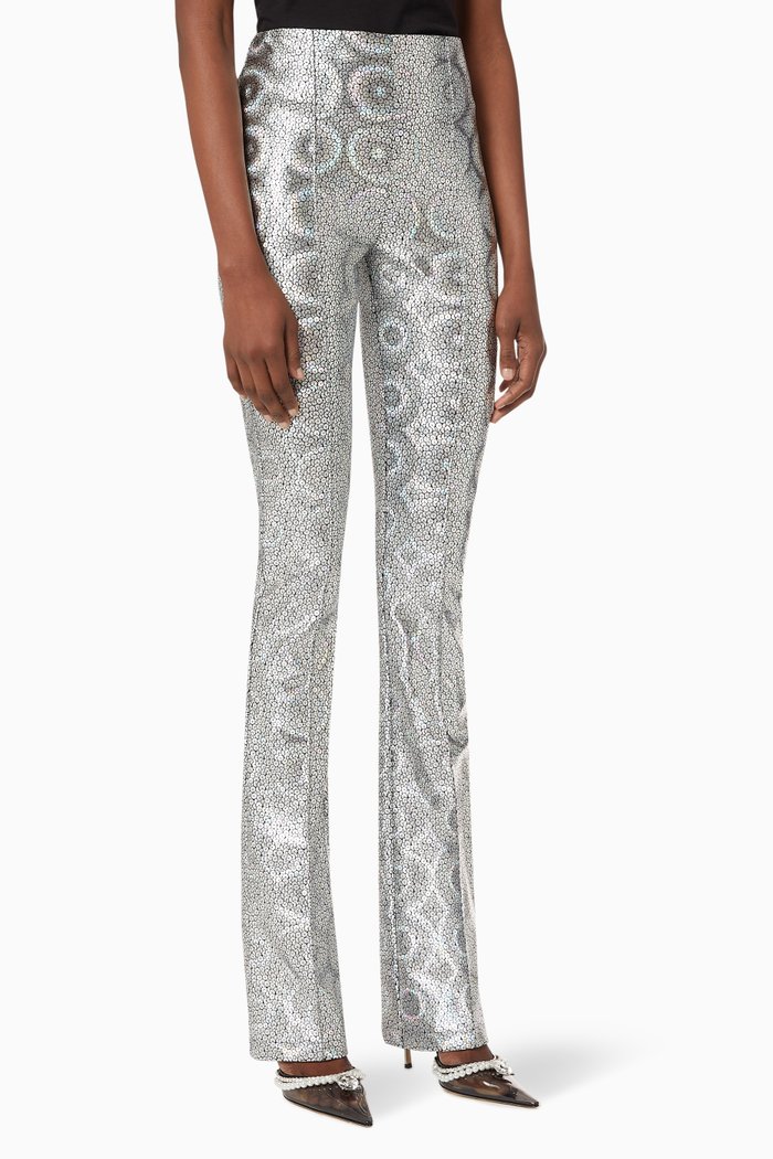 

Plexi Flared Trousers in Textured satin, Purple