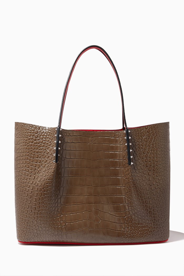 

Cabarock Large Tote Bag in Alligator Embossed Leather, Grey