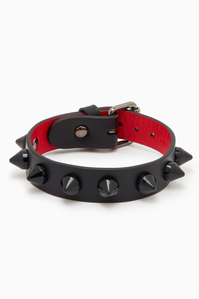 

Loubilink Studded Bracelet in Leather, Black