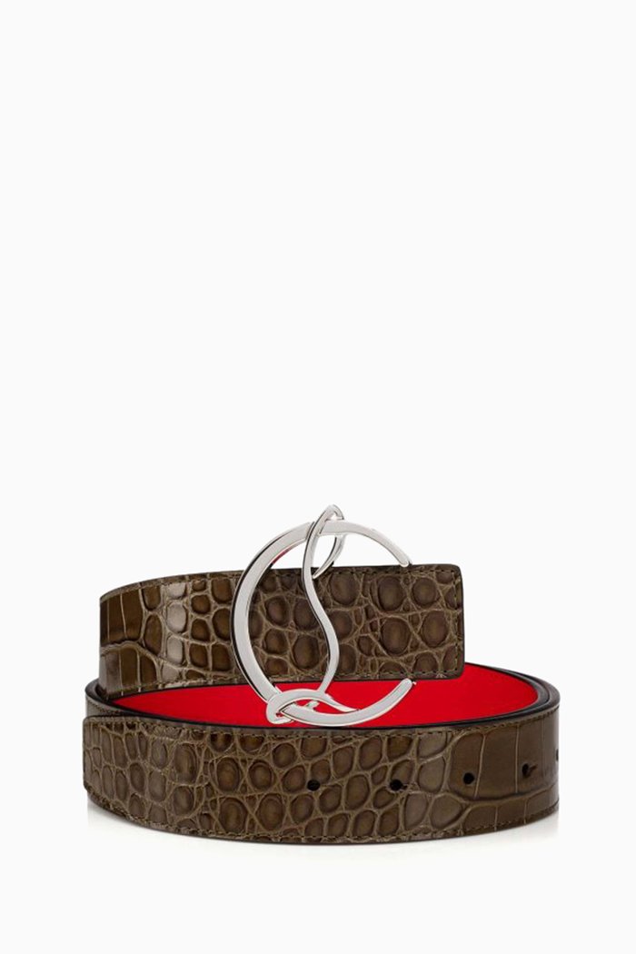 

W CL Logo Belt 35 in Alligator Embossed Leather, Multicolour