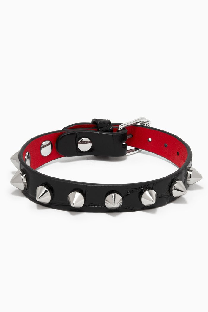 

Loubilink Bracelet in Alligator Embossed Leather, Black