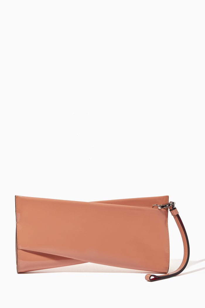 Loubitwist Clutch in Leather, Neutral