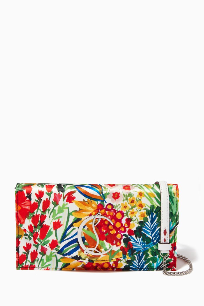 

Loubi54 Clutch Bag in Floral Painted Satin Crepe, Multicolour
