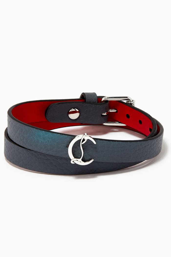 

Loubilink CL Logo Bracelet in Leather, Multicolour