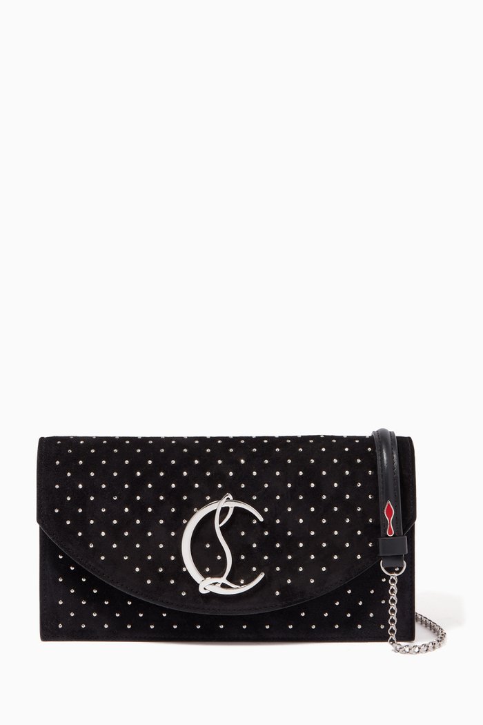 

Loubi54 Clutch Bag in Studded Suede Leather, Multicolour