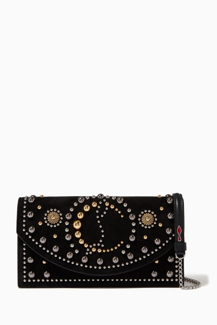 

Loubi54 Clutch Bag in Studded Suede, Multicolour
