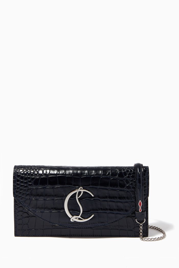 

Loubi54 Clutch Bag in Alligator Embossed Leather, Multicolour