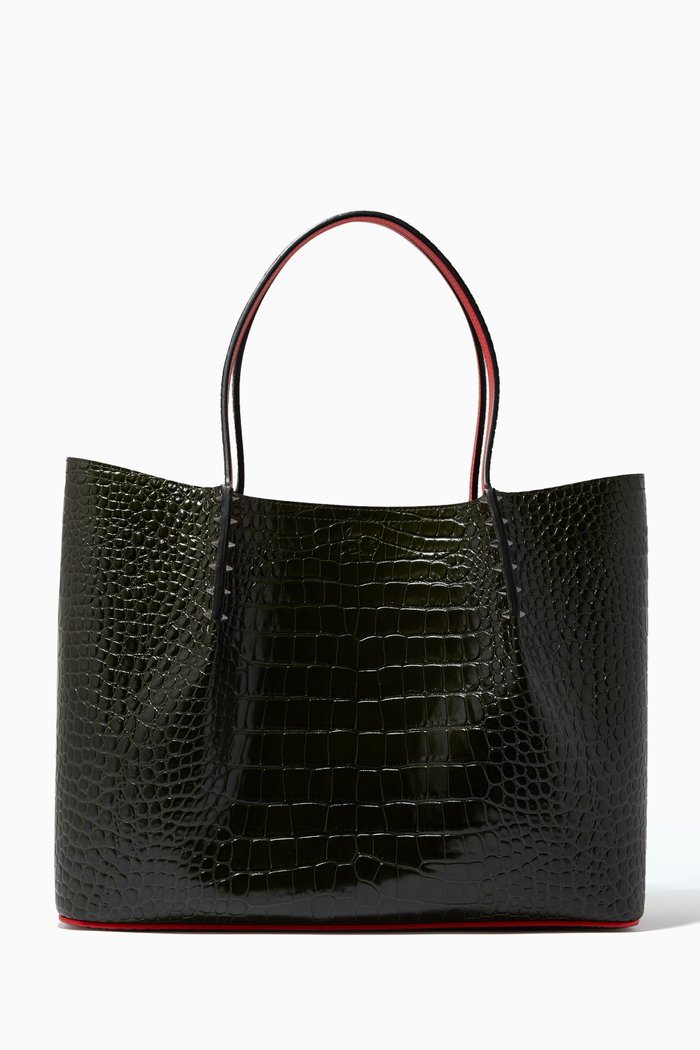 

Cabarock Large Tote Bag in Alligator Embossed Leather, Green