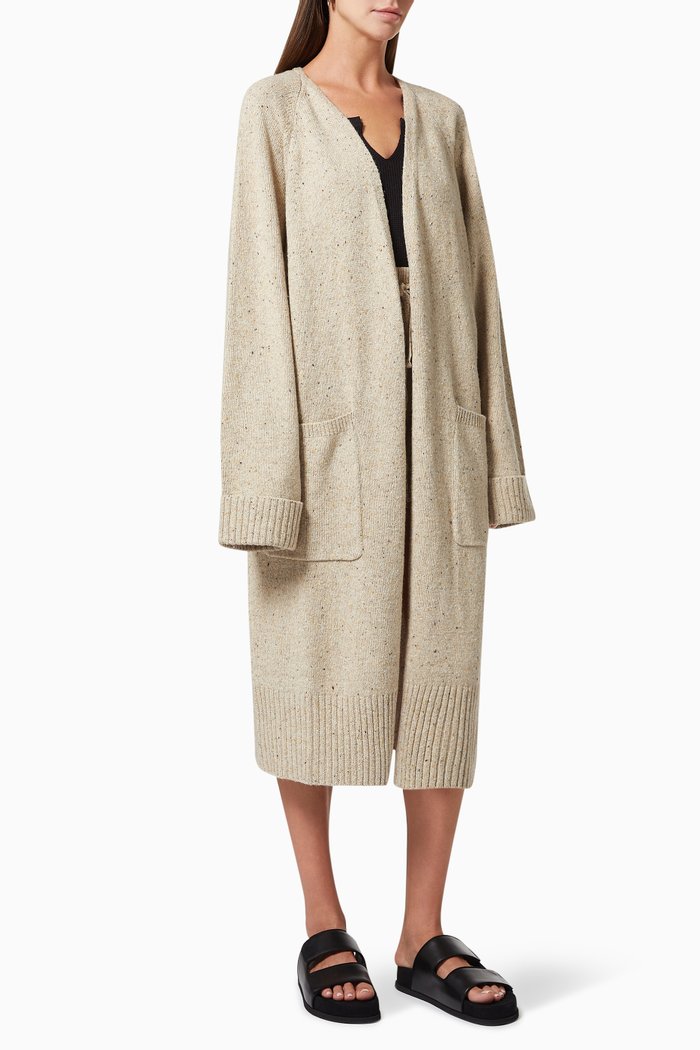 

Noelle Long Sleeve Cardigan in Wool, Neutral