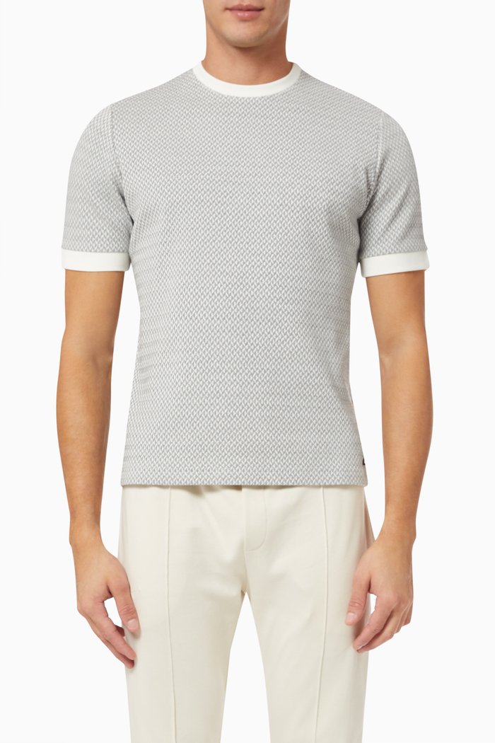 

Webster Geometric Slim Fit T-shirt in Cotton Knit, Grey