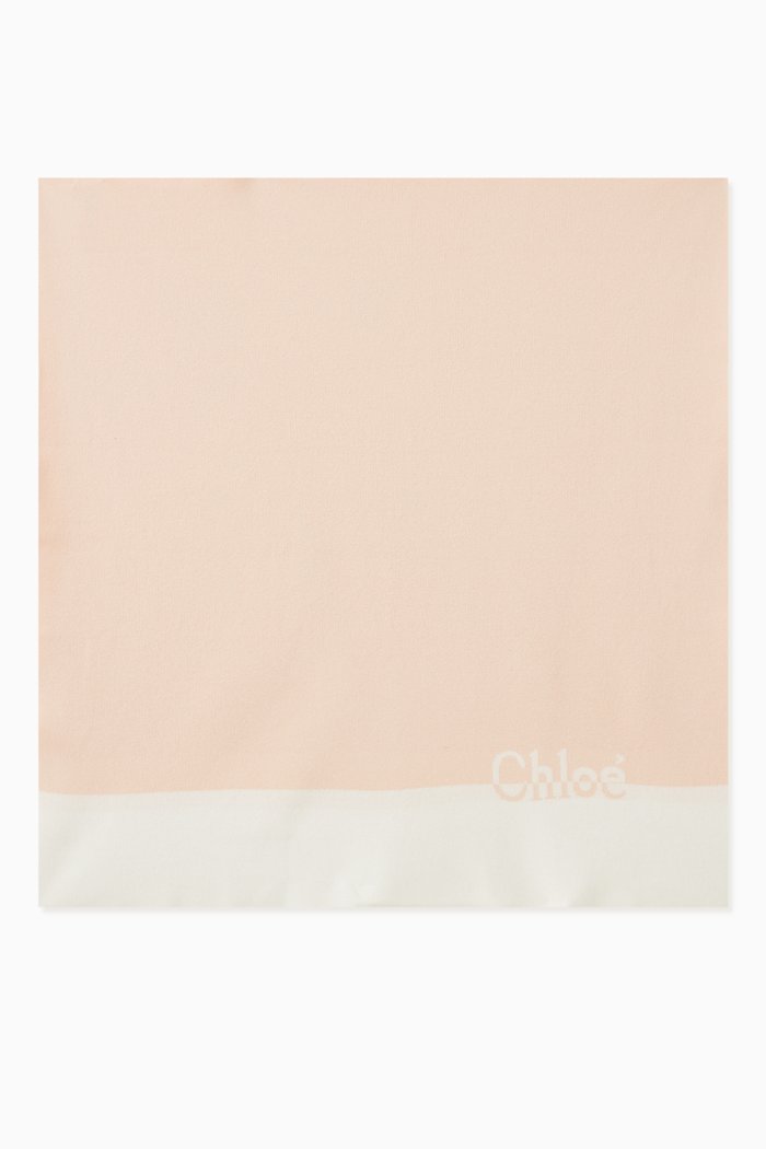 

Contrast Band Logo Blanket in Cotton & Wool Knit, Pink