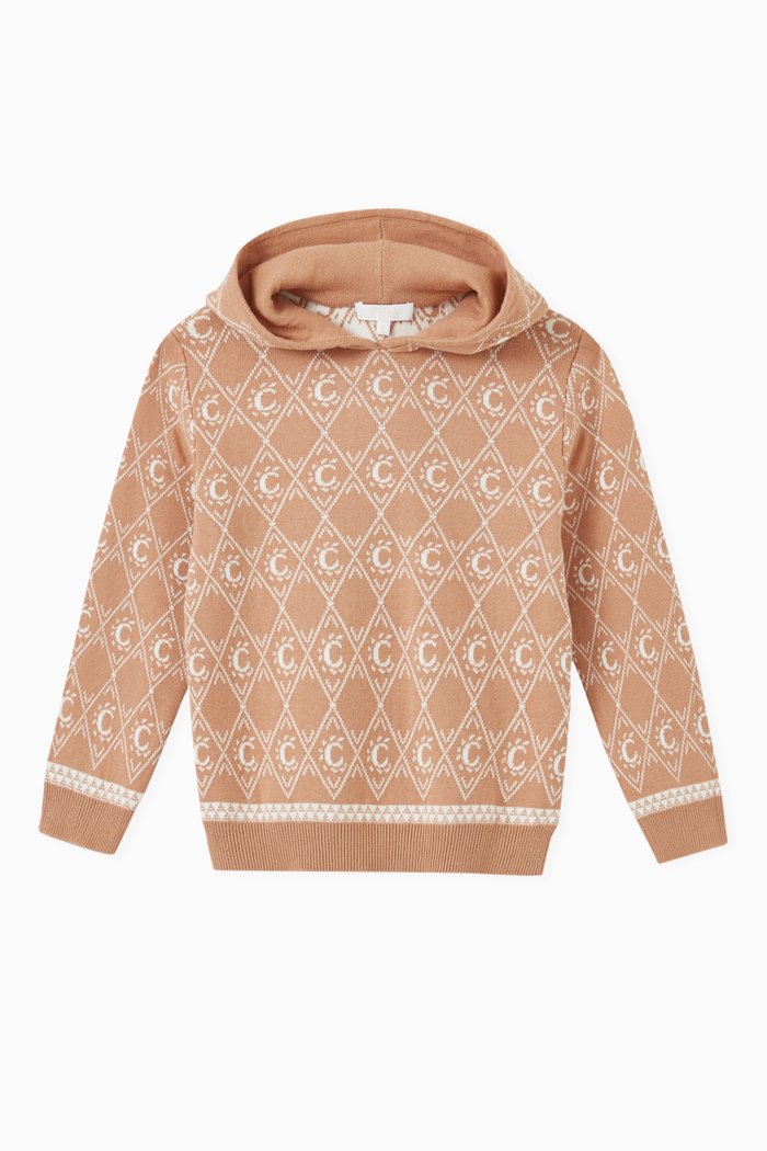 

Logo Hooded Sweater in Jacquard, Brown