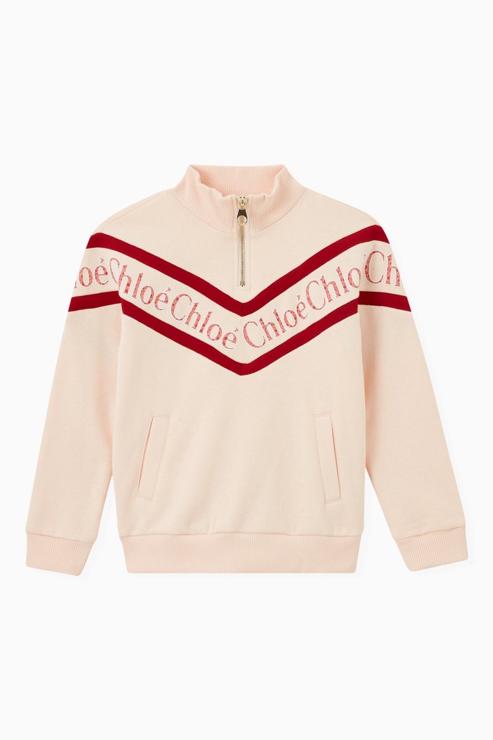 

Floral Logo Tape Sweatshirt in Cotton Fleece, Pink