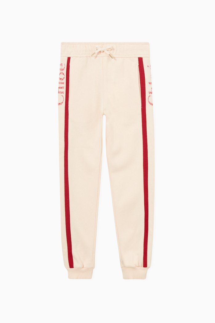

Floral Logo Tape Sweatpants in Fleece, Pink