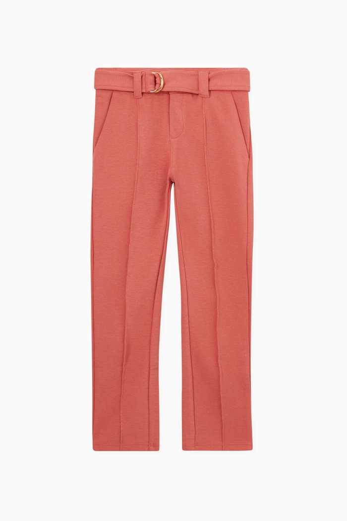 

Engraved Buckle Belt Pants in Milano Knit, Pink