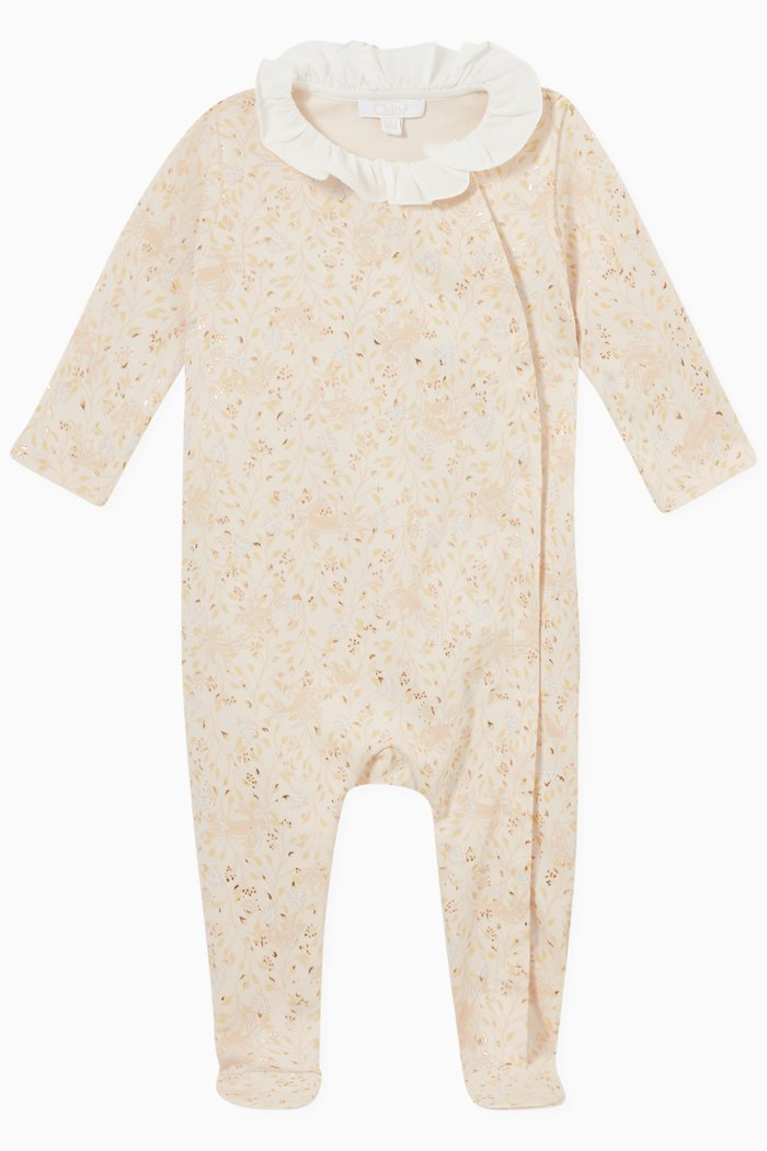 

Ruffled Neck Logo Pyjamas in Cotton Interlock, Pink