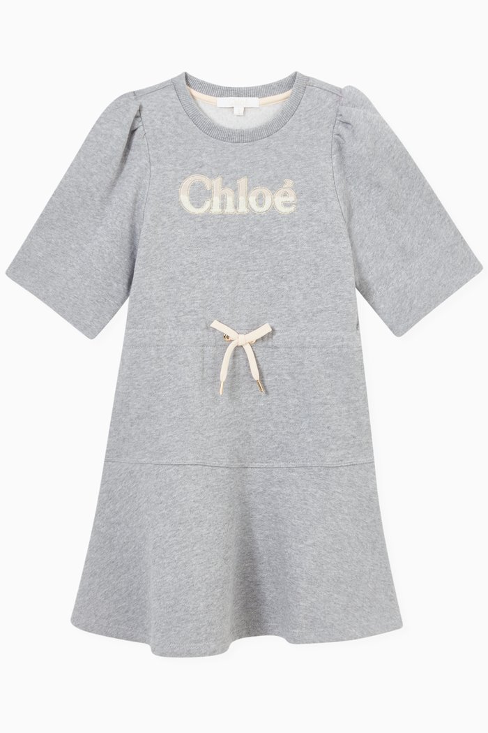 

Logo Skater Dress in Jersey, Grey