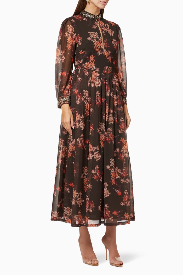 

Floral Dress with Crystal Embellishment, Multicolour