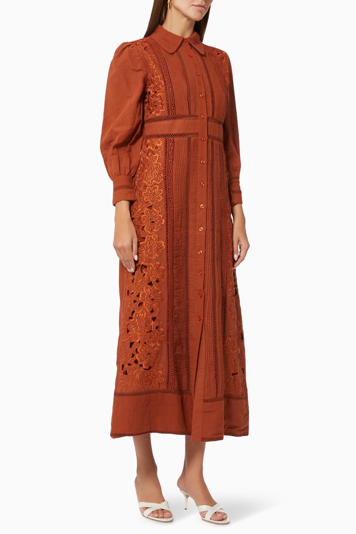 

Floral Cut Out Shirt Dress, Brown