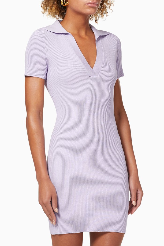 

Oahu Dress in Fine Ribbed Knit, Purple