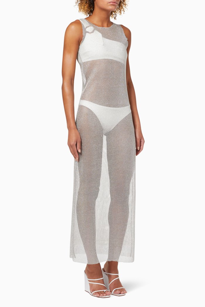 

Paradise Reef Cover-up Dress in Cotton Blend Mesh, White