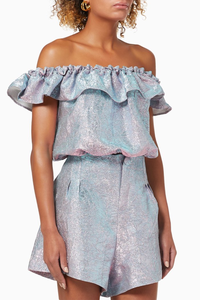 

Honolulu Crop Top in Metallic Fabric, Purple