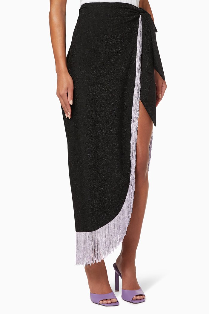 Bounty Lovers Wrap Skirt in Stretch Textured Fabric, Black