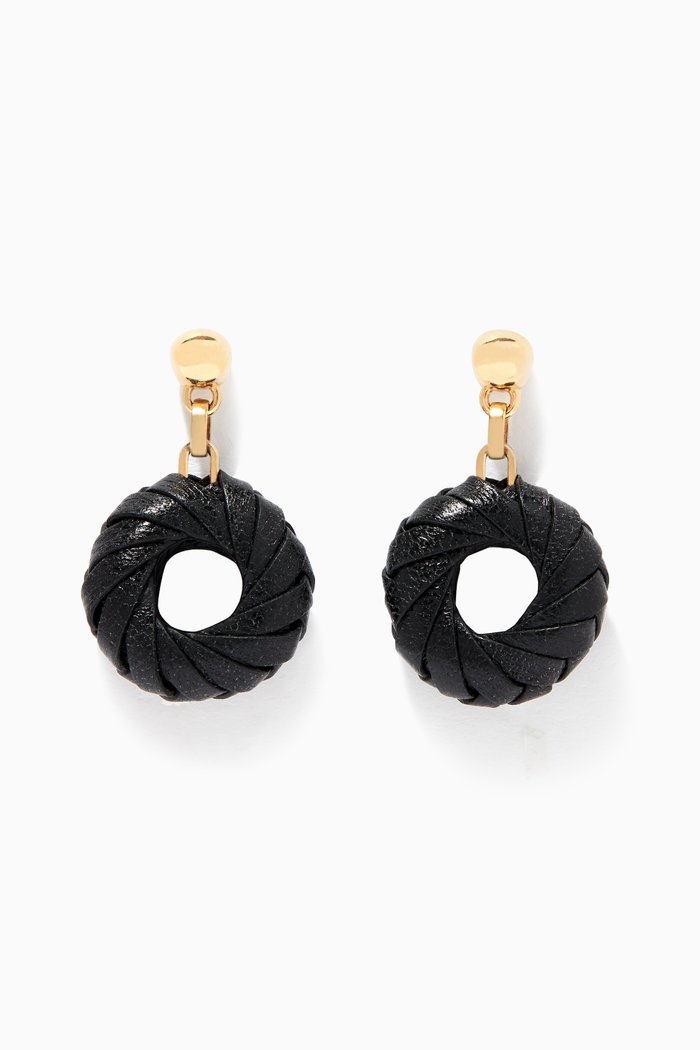 

Earrings in 18kt Gold Plated Silver & Nappa, Black