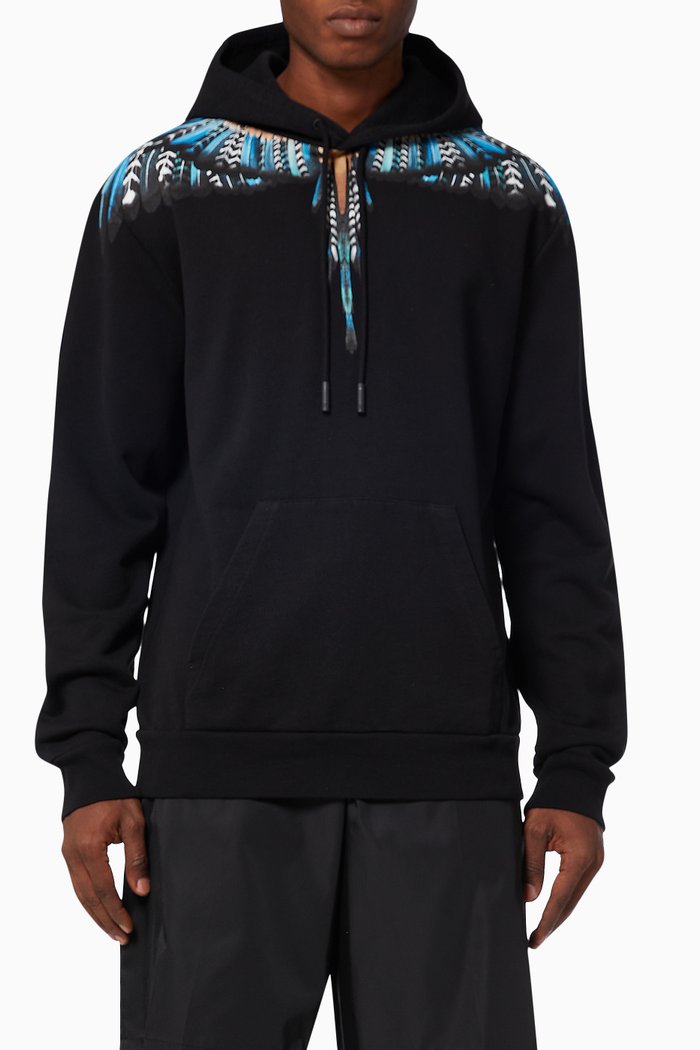 

Grizzly Wings Hoodie in Cotton Jersey, Black