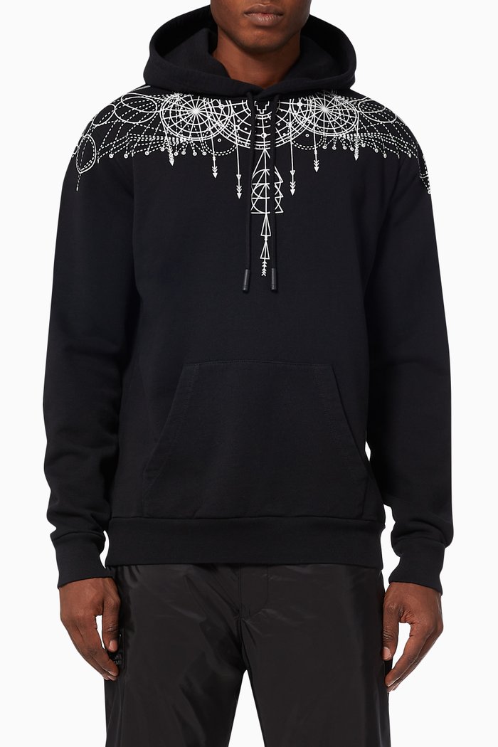 Astral Wings Hoodie in Cotton Jersey, Black