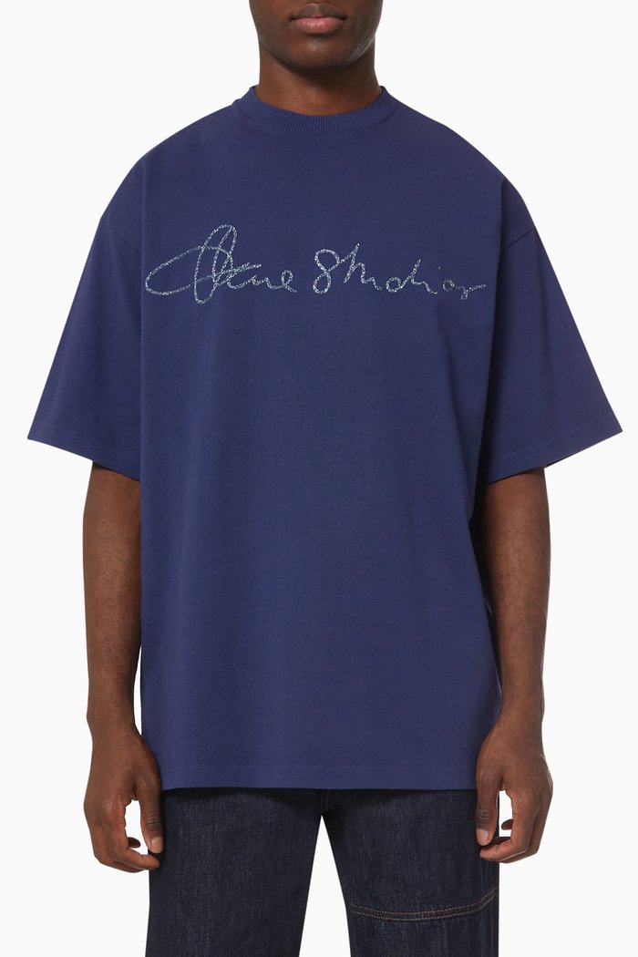 

Signature Logo T-shirt in Organic Cotton, Blue