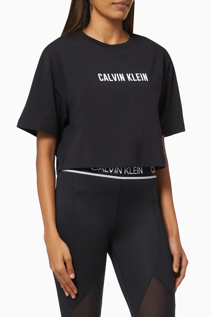 

Open Back Gym T-shirt in Cotton Stretch Jersey, Black