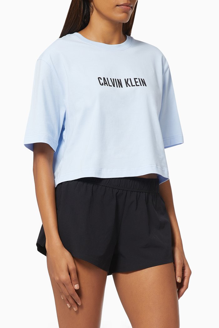 

Open Back Gym T-shirt in Cotton Stretch Jersey, Blue