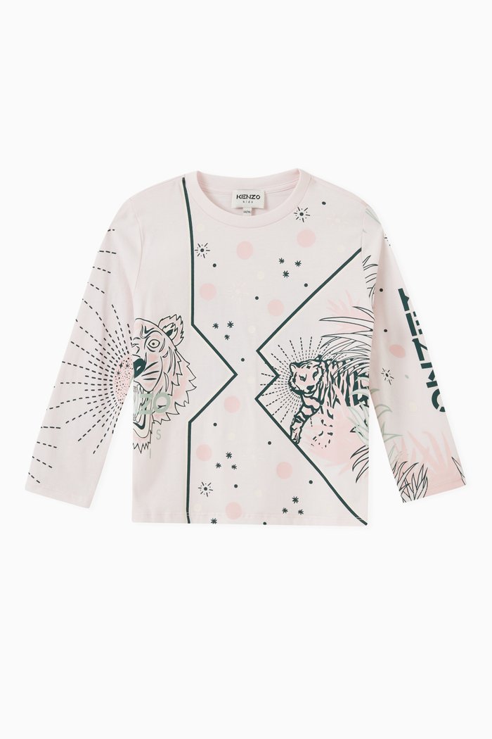 

Tiger & Jungle Print T-shirt in Cotton, Pink