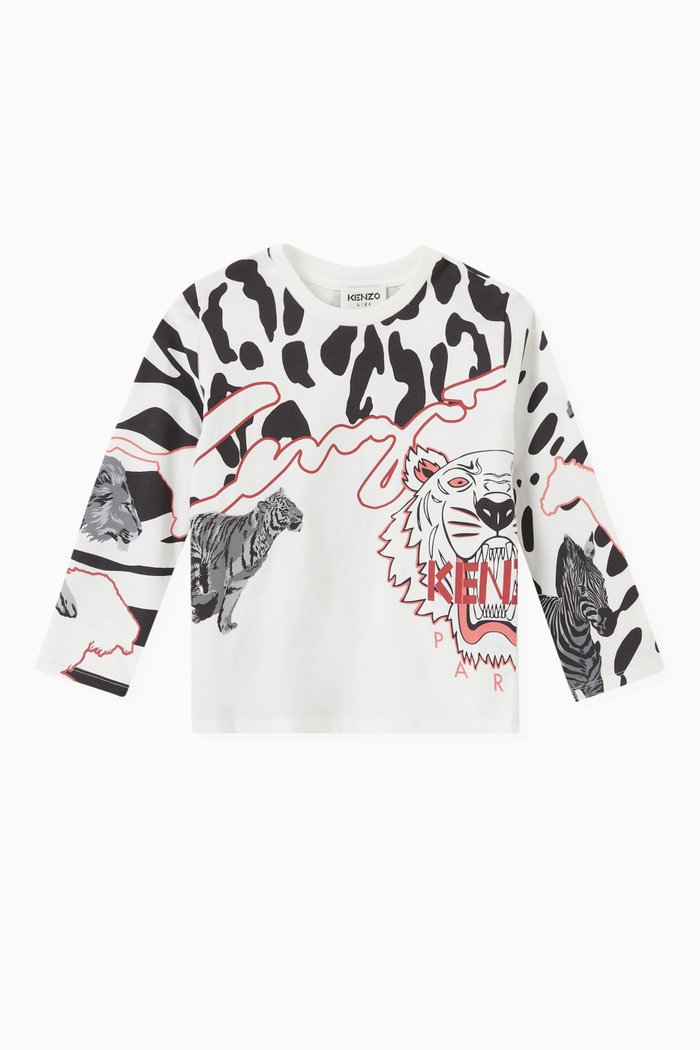 

Leopard & Tiger Print T-shirt in Cotton Jersey, Neutral