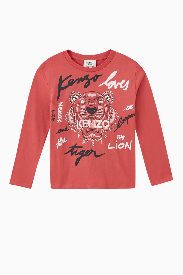 

Kenzo Loves & Tiger Print T-shirt in Organic Cotton Jersey, Pink