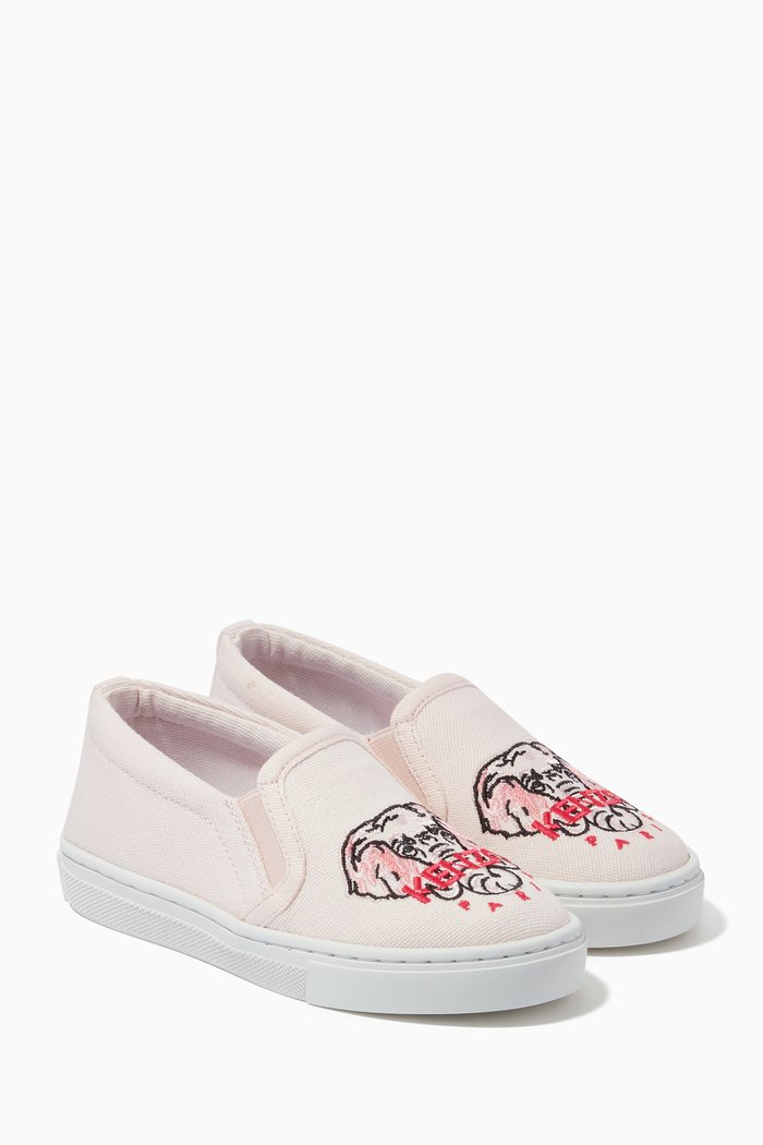 

Elephant Logo Slip-on Sneakers in Canvas, Pink